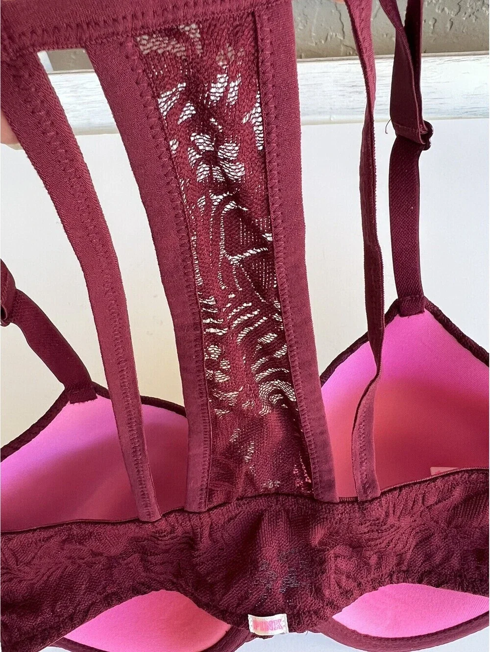Pink Victoria's Secret Racerback Lightly Lined Bra Maroon 32DD